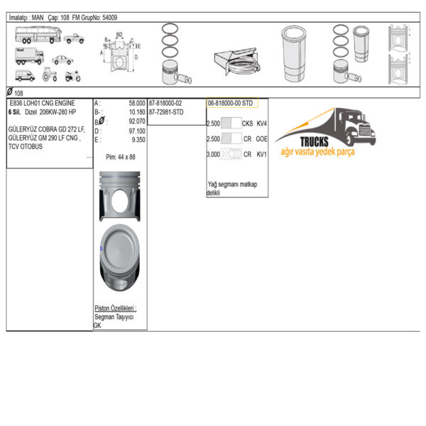06-818000-00 Segman 108 mm, MAN - Görsel 3