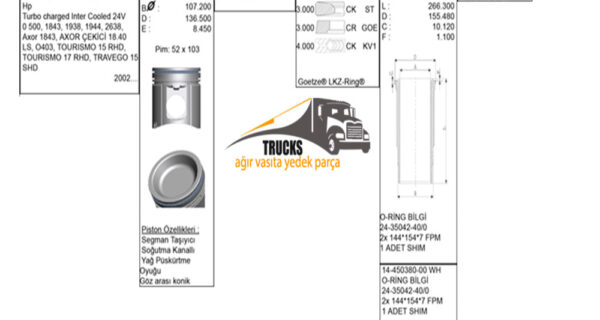 Mercedes Axor OM457, 14-450380-00 Gömlek